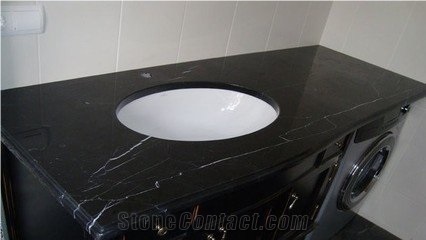 Black Nero Marquina Marble Bathroom Countertops Vanity Tops