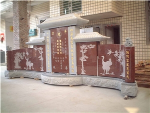 Japanese Style Monument, Various Colors for Your Choice Red Granite Japanese & Korean