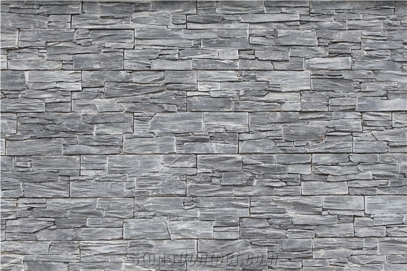 18 Black Cement Cultured Stone Wall Panel, Ledgestone Wall Cladding Panel