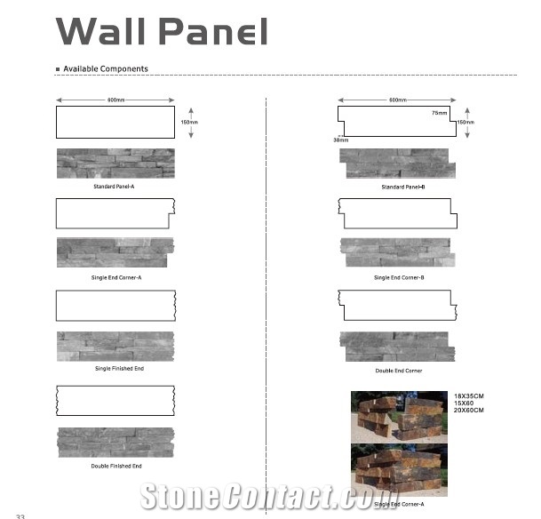 19 Black Cement Ledge Stone Wall Cladding Panel, Black Cultured Slate Stone Wall Panel