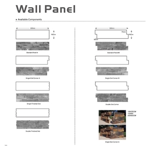 B18 Cement Ledgestone Walling Panel, Black Cultrued Stone