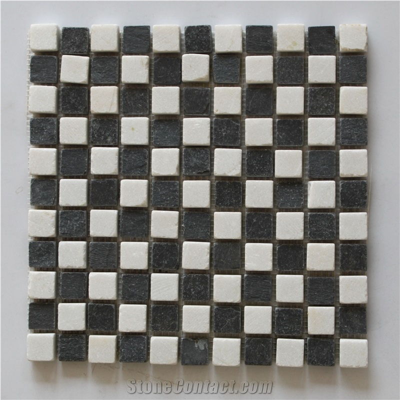 Black and Withe Mosaic Stone Wall Cladding Panel