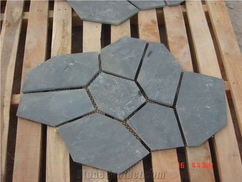 Black Flagstone Mats for Wall and Floor Cladding