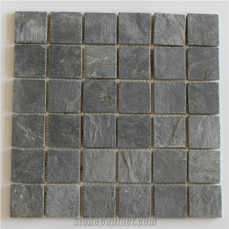 Black Slate Mosaic Back Mesh Paver Wall Cladding