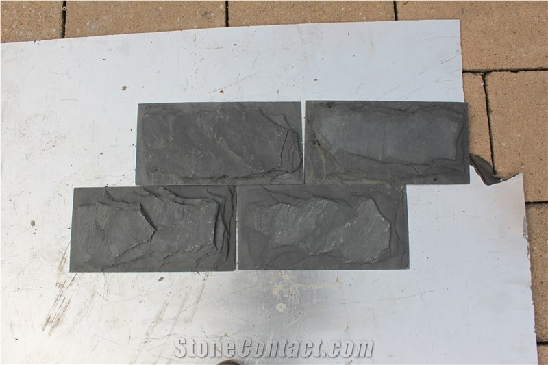 Black Slate Mushroom Stone Wall Panel