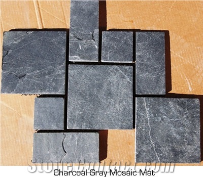 Charcoal Grey Mosaic Mat Slate Flooring Mosaic, Grey Slate Mosaic