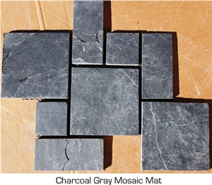 Charcoal Grey Mosaic Mat Slate Flooring Mosaic, Grey Slate Mosaic