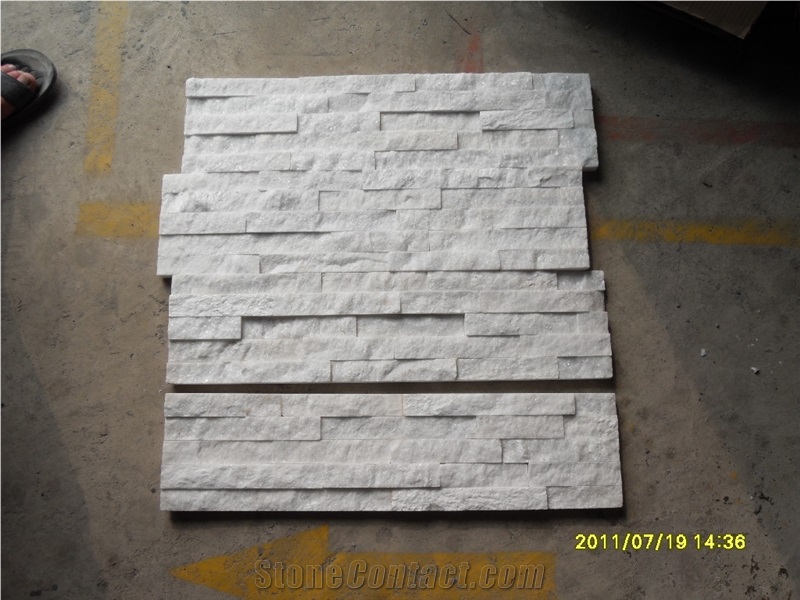Culture Stone White Quartzite Wall Panel, Flat Alpine Withe Fireplace Cladding Culture Stone Brick