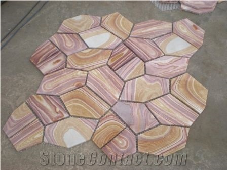 Flagstone Back Mesh, Wooden Stripe Flagstone Floor Covering