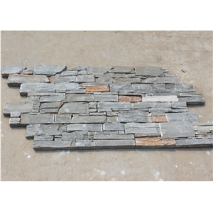 G13 Cement Cultured Stone Wall Panel, Grey Ledge Stone Panel