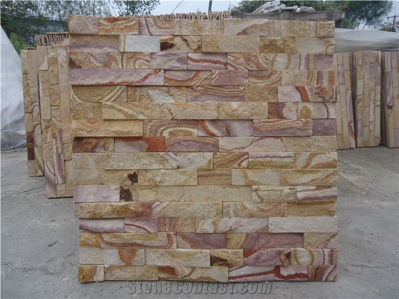 Glued Ledgestone Wall Cladding Panel, Sandstone Veneer Panel Cultured Stone