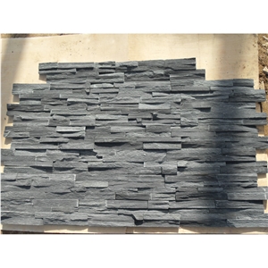 Natural Black Slate Wall Panel, Natural Black Glued Ledgestone Panel