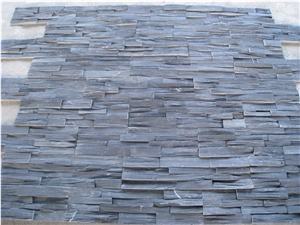 Natural Black Slate Wall Panel, Xingzi Black Slate Cultured Stone, Black Slate Glued Ledgestone Panel