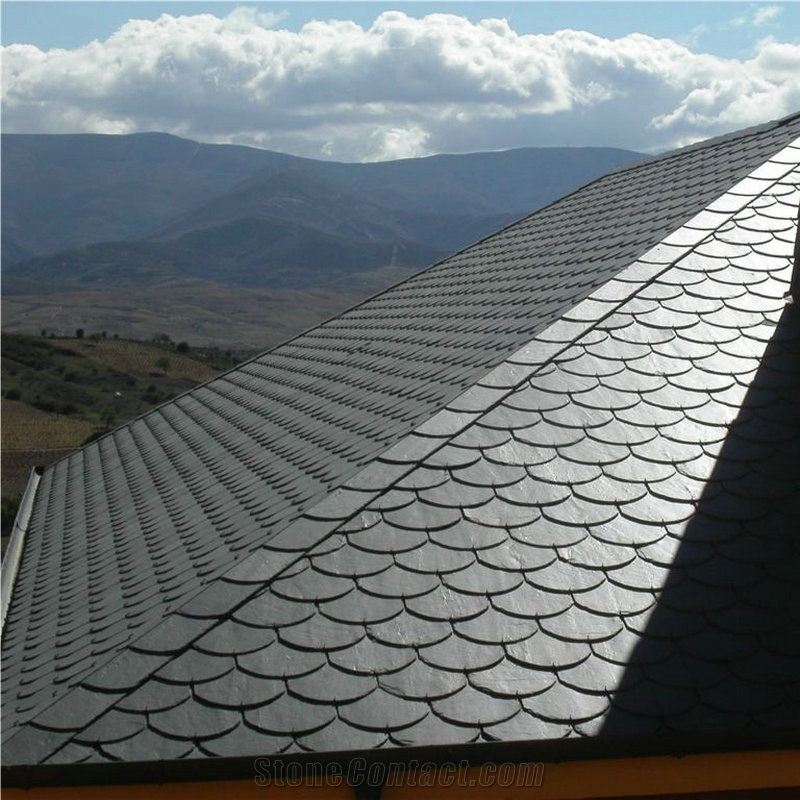 Natural Stone Roof Covering Tiles, Black Slate Roof Coating Tiles