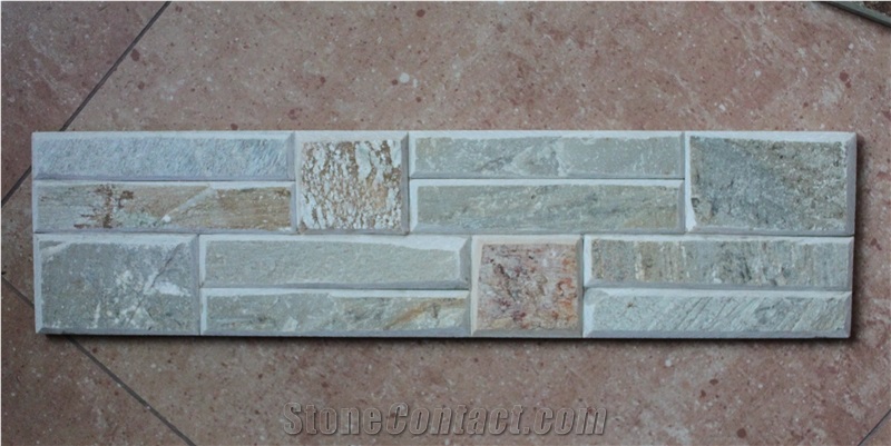 P014 Beige Slate Cultured Stone Wall Cladding Tiles