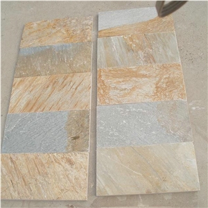 P014 Yellow Quartzite Flooring Tiles, Yellow Quartzite Floor Covering