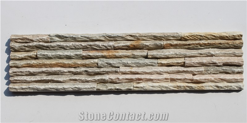 P014 Yellow Slate Fireplace Culture Stone Wall Cladding Tiles