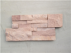 Purple Sandstone Cultured Stone Wall Panples, S Shape Interlock Ledgestone Wall Cladding Tiles