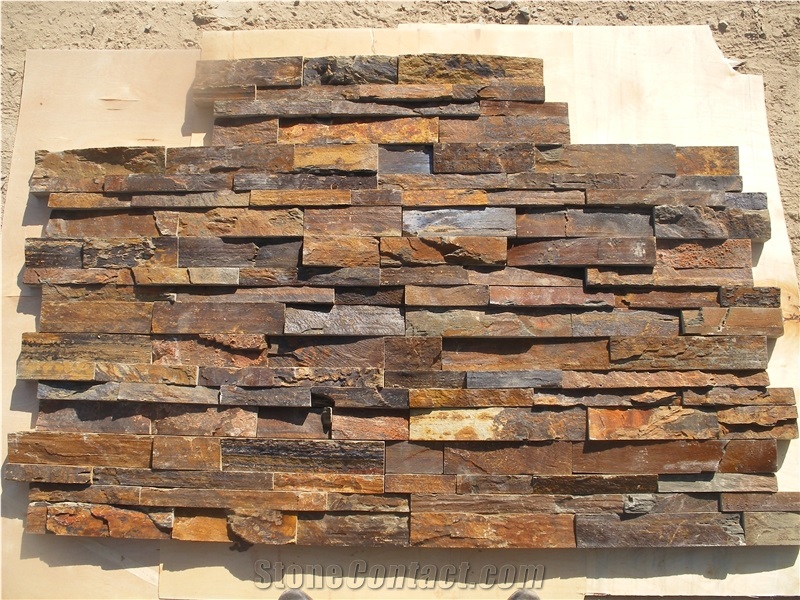 Rusty Ledgestone Wall Cladding Tiles, Cultured Stone