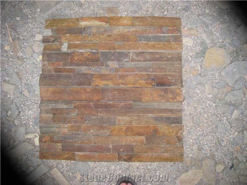 Rusty/Multicolor Cultured Stone Wall Covering Tile, Natural Interior and Exterior Building Wall Decoration Stone, S1120 Rusty Slate Cultured Stone