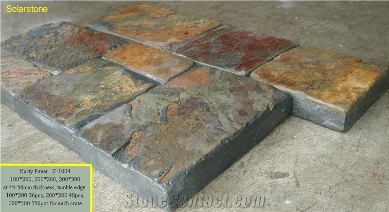 Rusty Slate Tumbled Stone Pavers, Tumbled Slate Stone Tiles