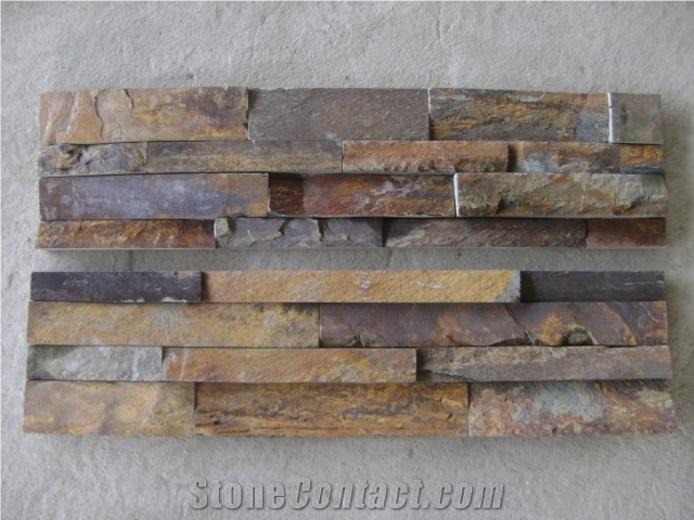 Rusty Stacked Stone Panels, Cultured Stone Wall Cladding Tiles