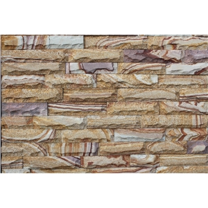 Sandstone Pink Wooden Stripe Cultured Stone Wall Panels