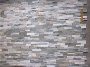 Stacked Culture Stone Slim Panels, Beige Ledgestone Brick Wall Cladding