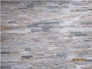 Stacked Culture Stone Slim Panels, Beige Ledgestone Brick Wall Cladding