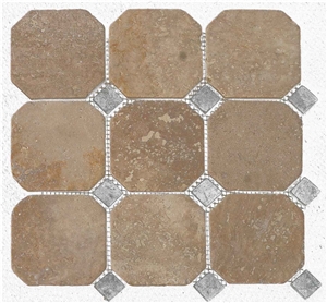 Travertine Mosaic Interior Decoration Wall Cladding Tiles