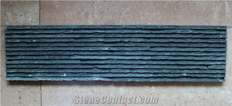 Xingzi Black Slate Culture Stone Wall Panels, Ledgestone Wall Panels