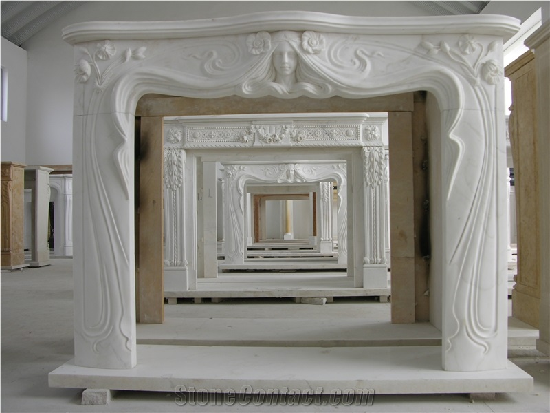 Natural Sandstone or Granite White Marble Fireplaces