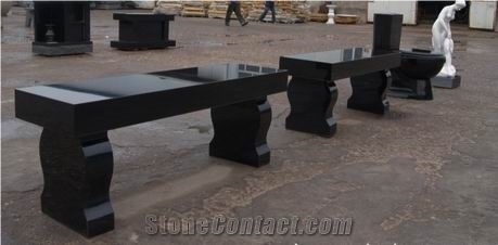 China Shanxi Black Granite Bench,China Absolutely Black Granite Garden Bench