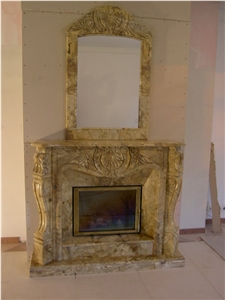 Simple Design Beige Crema Marfil Marble Fireplaces