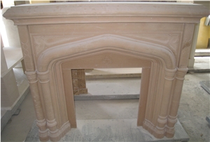 Beige Color Marble Fireplaces