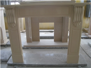 Beige Marble Fireplace