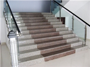 Building Stone Stairs&Steps, Red Granite Stairs