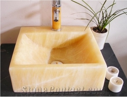 China Honey Onyx Vessel Wash Basin
