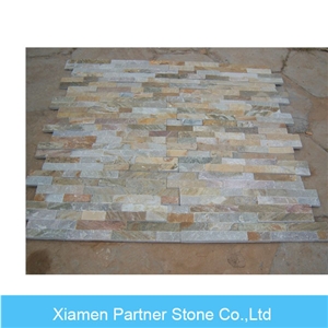 Yellow Wood Grain Type Z and S Shape Culture Stone, Yellow Slate Cultured Stone