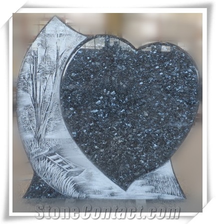 Blue Pearl Granite Heart Shape Monuments