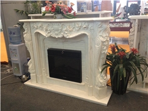 Beige Marble Fireplace