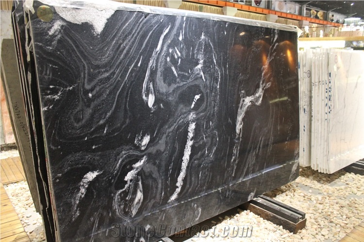 Flow Platinum Black Granite Slab, Flaw Platinum Black Granite Slabs & Tiles