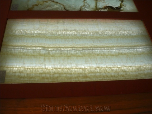 Yellow Onyx Laminated with Glass Panel