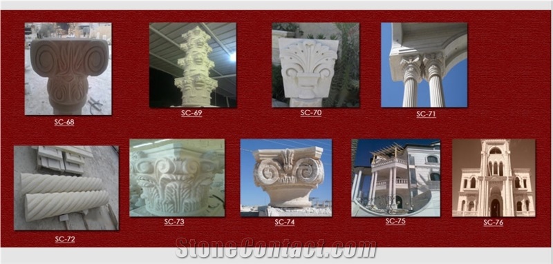Greeks and Romans Columns for Decoration, Beige Limestone Columns