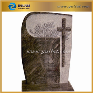 American Style Cross Tombstone,Surface Polished Tombstone,Brown Granite Monument & Tombstone