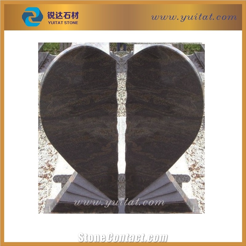 American Style Heart Shape Brown Tombstone for Cemetery, Fujian Quarry and Factory Owner Direct Supplys Cheap Price Russian/European/Poland Tombstone