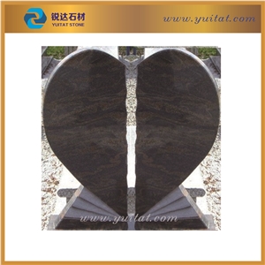 American Style Heart Shape Brown Tombstone for Cemetery, Fujian Quarry and Factory Owner Direct Supplys Cheap Price Russian/European/Poland Tombstone