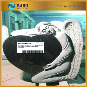 American Style Russian Style Angel Heart Design Tombstone, Shanxi Black Granite Monument & Tombstone