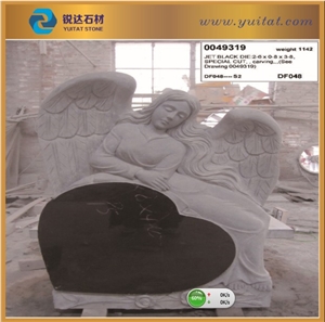 American Style Russian Style Angel Heart Design Tombstone, Shanxi Black Granite Monument & Tombstone