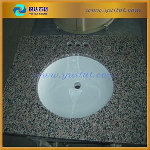 China Manufacturer Direct China Rosa Porrina /Xili Red Granite Vanity Top in Stock with Double Undermount Sink
